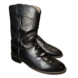 Justin Black Roper Style 3133 Pull On Cowboy Boots Men's Size 7.5EE Wide